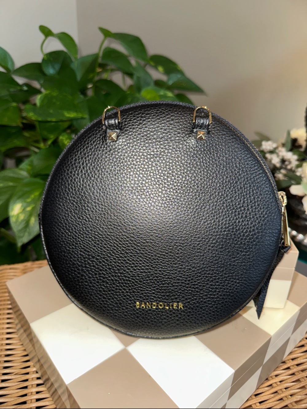 Bandolier Black Pebbled Leather Crossbody Bag no strap included new without tags